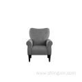 Chairs Buttoned Grey Fabric Armed Accent Chair